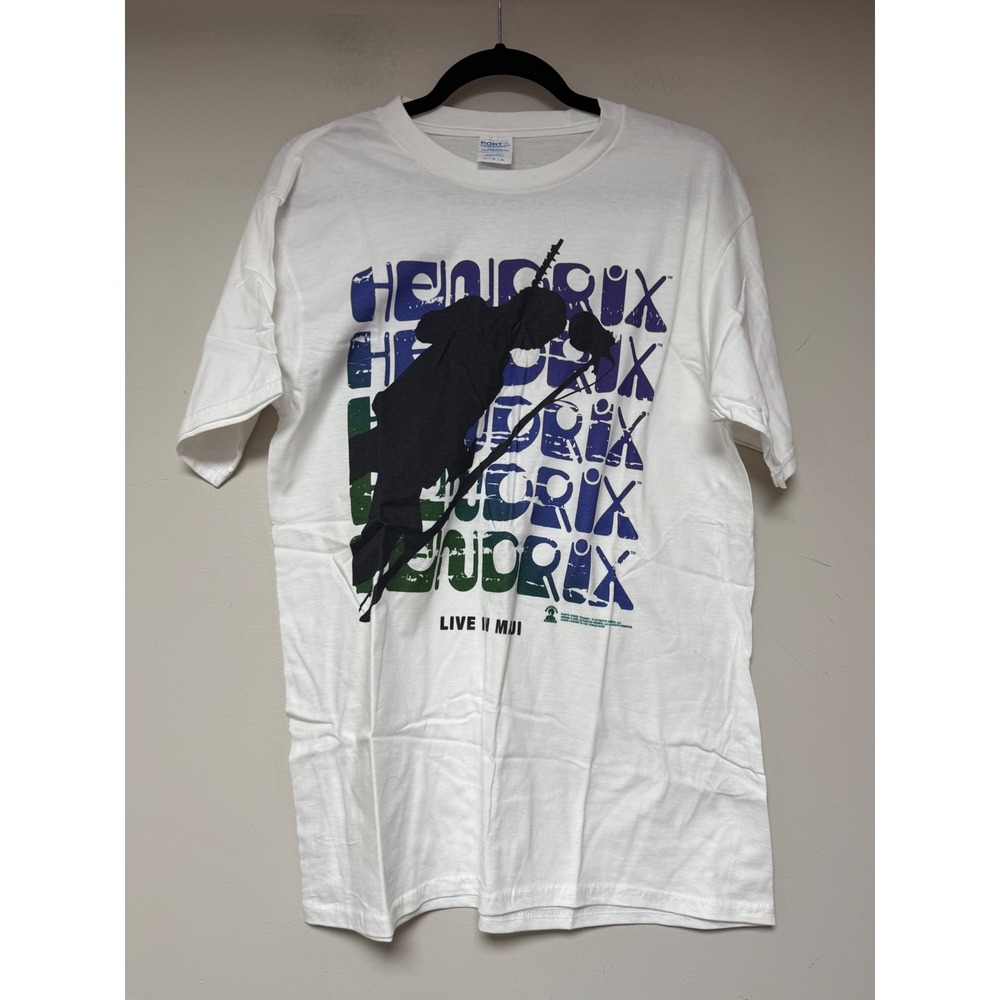 Port Company Hendrix Graphic T Shirt Live Music Rock Band Tee Mens Medium White